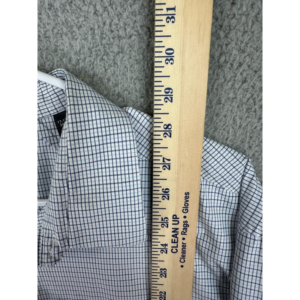 Van Heusen Shirt Men's 17.5 34/35 Flex Slim Fit Dress Shirt White Checked Mens - Picture 5 of 8